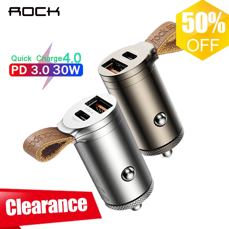 Рок н быстрая зарядка 4 0 3 Автомобиля Зарядное устройство 30 Вт USB C PD QC4.0 QC3.0 QC 5A