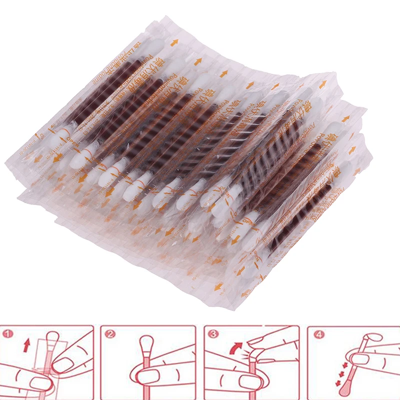

50pcs/lot Medical Alcohol Disposable Emergency Cotton Stick Iodine Swab Disinfected Swab for Children Adults Baby Cotton Swab