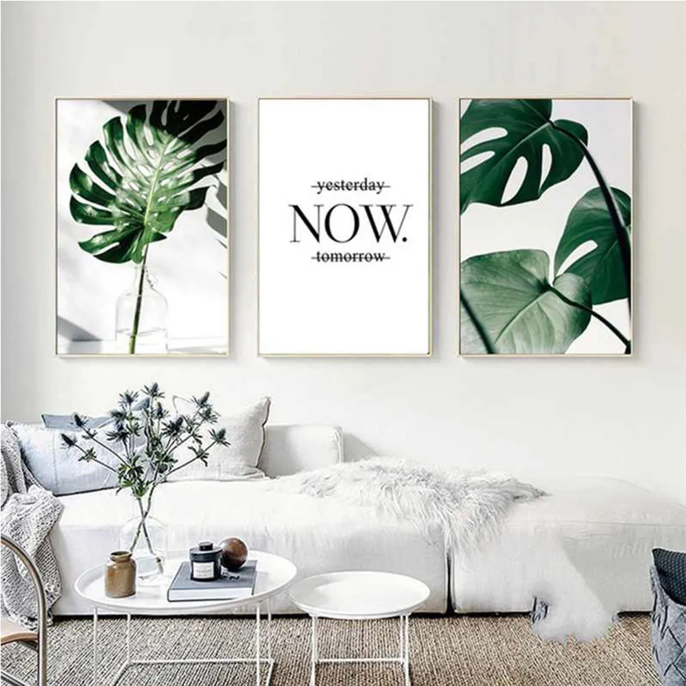 

Nordic Canvas Painting Modern Prints Plant Leaf Art Posters Prints Green Art Wall Pictures Living Room Unframed Poster