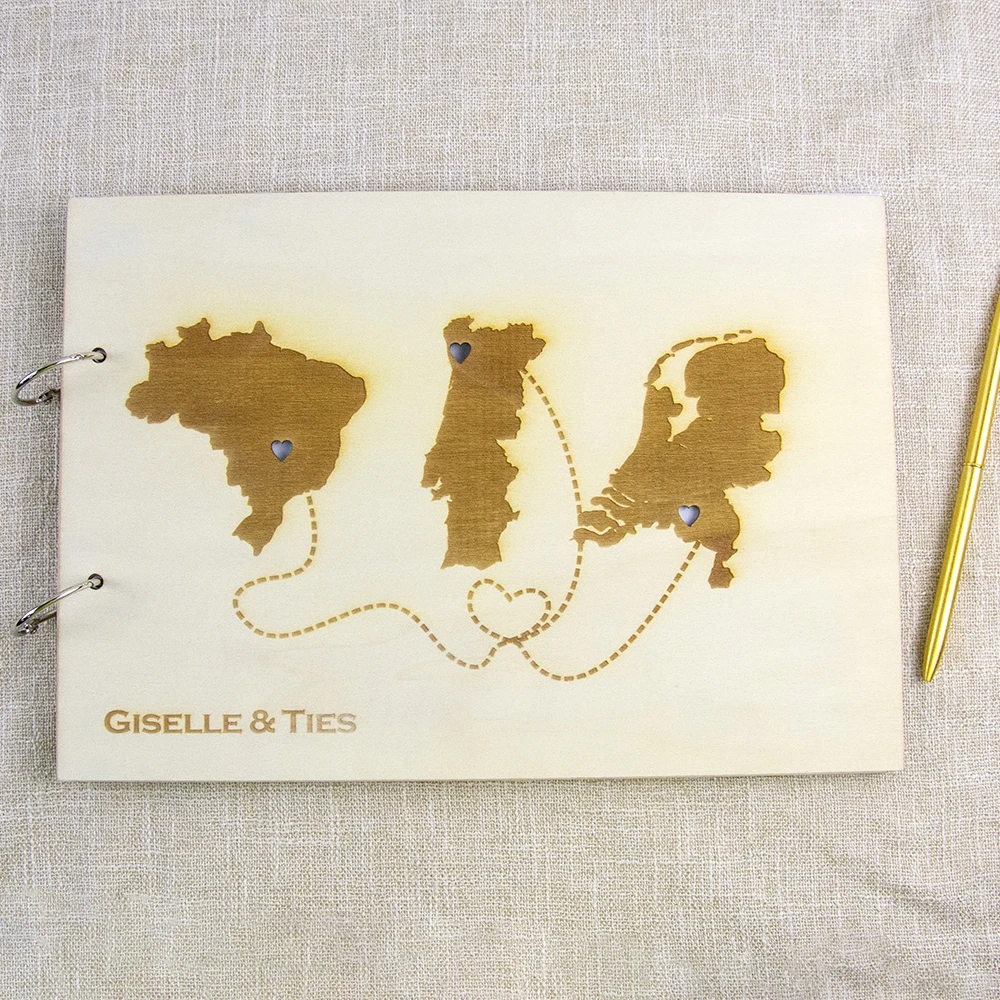 

Wedding guestbook three Maps Linked Heart - Long Distance Relationship Gift Engagement Gift Wedding Gift Anniversary Gift
