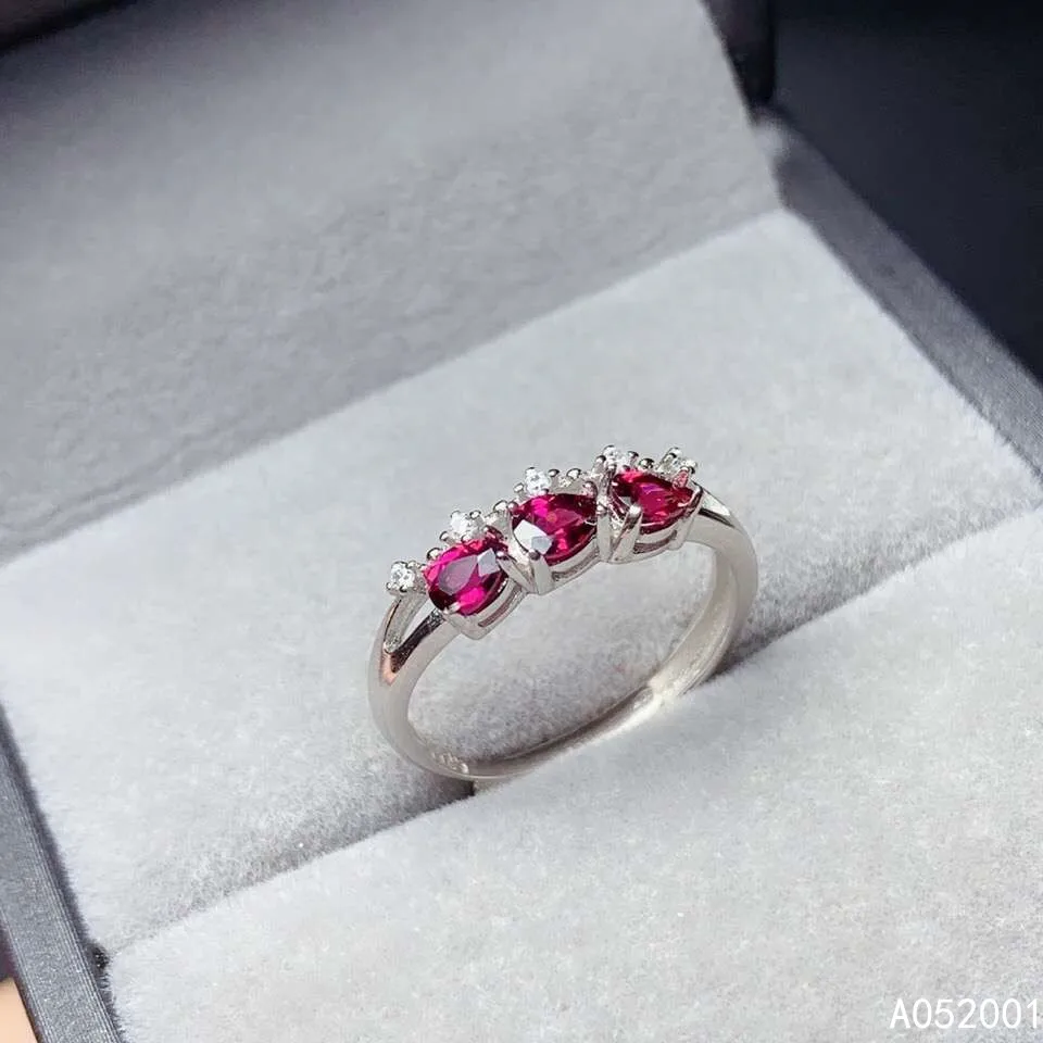 

KJJEAXCMY fine jewelry natural garnet 925 sterling silver adjustable gemstone women ring support test popular luxury