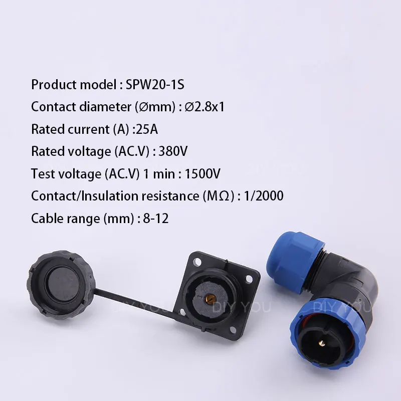 Квадратный фланцевый водонепроницаемый соединитель SP20 IP68 1/2/3/4/5/6/7/9/10/12/14 Pin