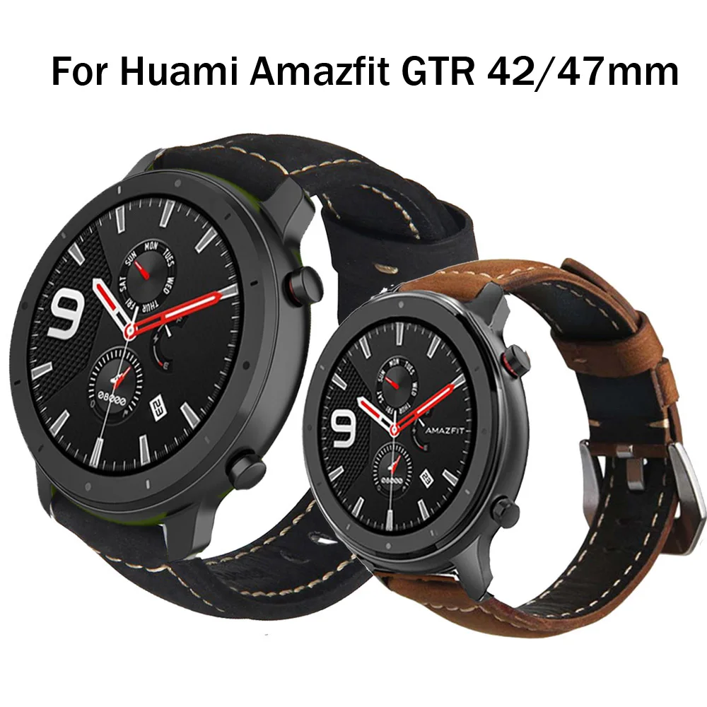 Ремешок из натуральной кожи для часов Huami Amazfit GTR сменный Браслет наручных huawei GT2 42