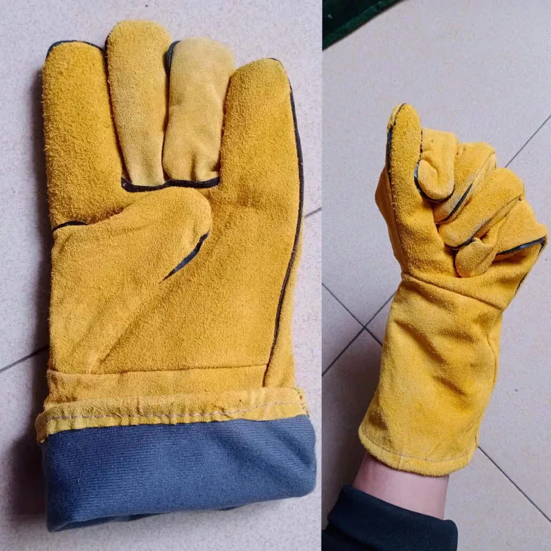 

Lengthened double layer welding gloves labor protection male electric welder anti scald welding protective gloves construction s