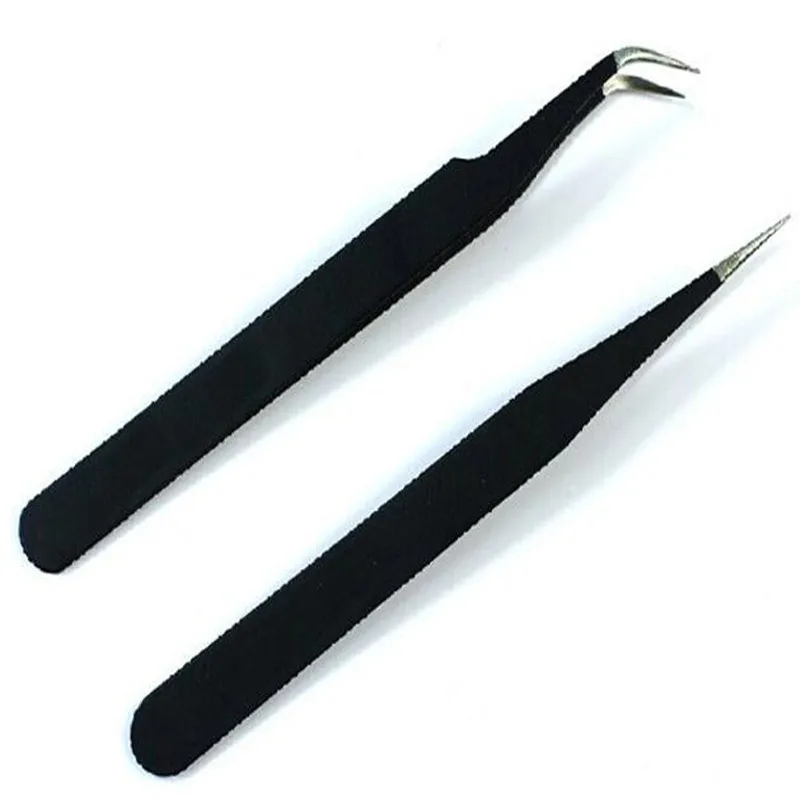 1PC Anti-Static Ceramic Tweezers Stainless Steel Electronic Cigarette Industrial Ceramic Tweezers Insulated Straight Curved Tip