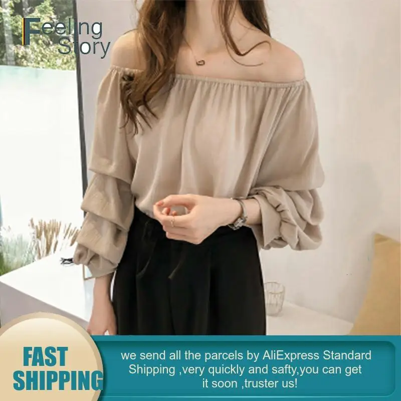 Корейская 4XL 5XL размера плюс Шифоновая Блузка Женская туника с длинным пышным