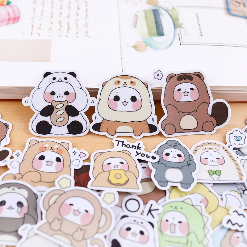 40pcs Handbook sticker cute expression pack Handbook around homemade Ins wind girl decorated with small patterns pandas