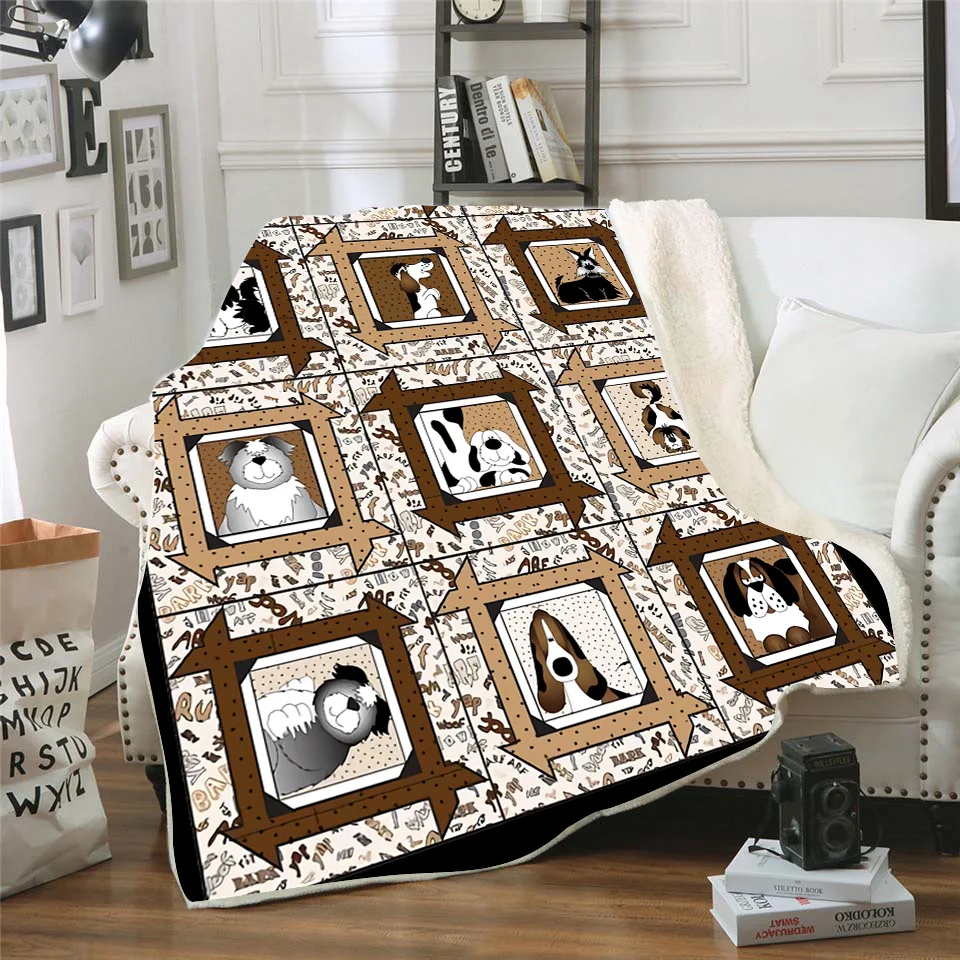 

Dog collection 3d printed fleece blanket for Beds Hiking Picnic Thick Quilt Fashionable Bedspread Sherpa Throw Blanket