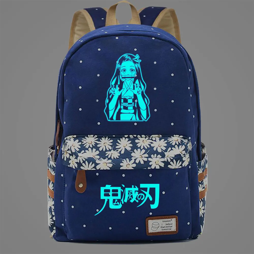 

New Luminous Anime Demon Slayer Prints Boys Girl Kids Book Bags Women Flower Laptop Travel Backpack Canvas Men Bagpack Schoolbag