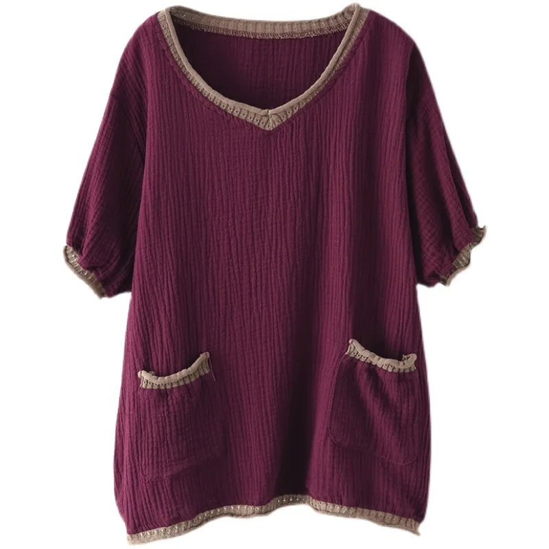 

Masss Wasss Summer New European Fashion 2021 Women Vintage Casual T-shirts Ladies Pockets Short Sleeve Tees Female Khaki Tops