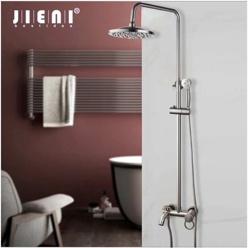 Brushed Shower Faucet 3 Ways Wall Mounted Rain Bathtub Showe