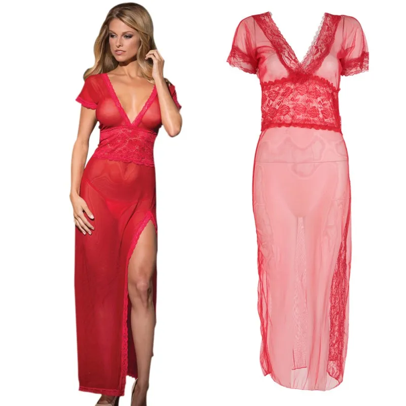 Новинка сексуальный длинный халат ночная сорочка Прозрачное платье вечерний