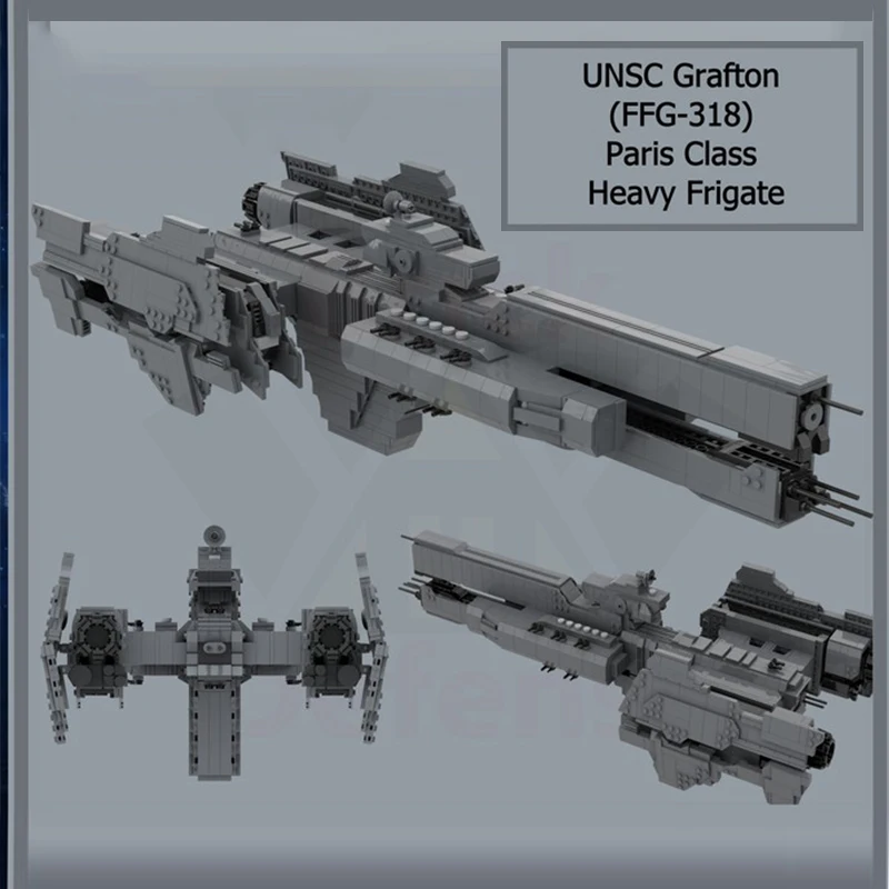 Bloques de construcci&oacute;n de la fragata de Par&iacute;s para ni&ntilde;os, juguete de ladrillos para armar nave Halo UNSC de la serie Space wars, ideal para regalo de Navidad-0