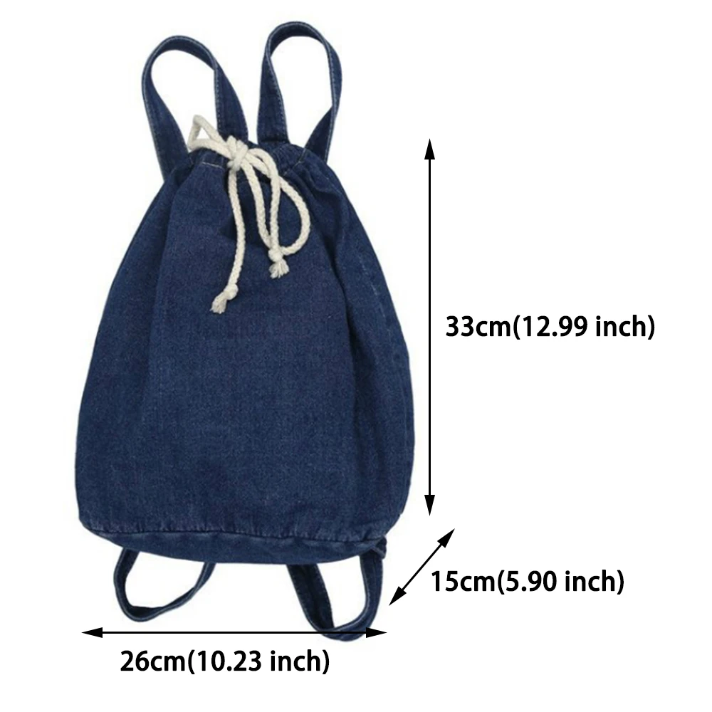 Женский джинсовый рюкзак на шнурке школьный ранец для девочек подростков| |