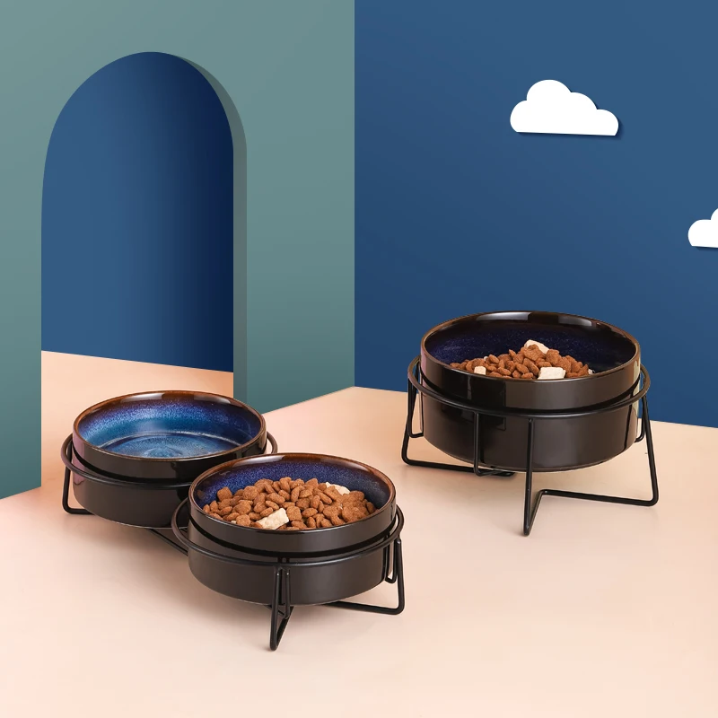 Двойная керамическая чаша для собак питьевая посуда корма домашних животных