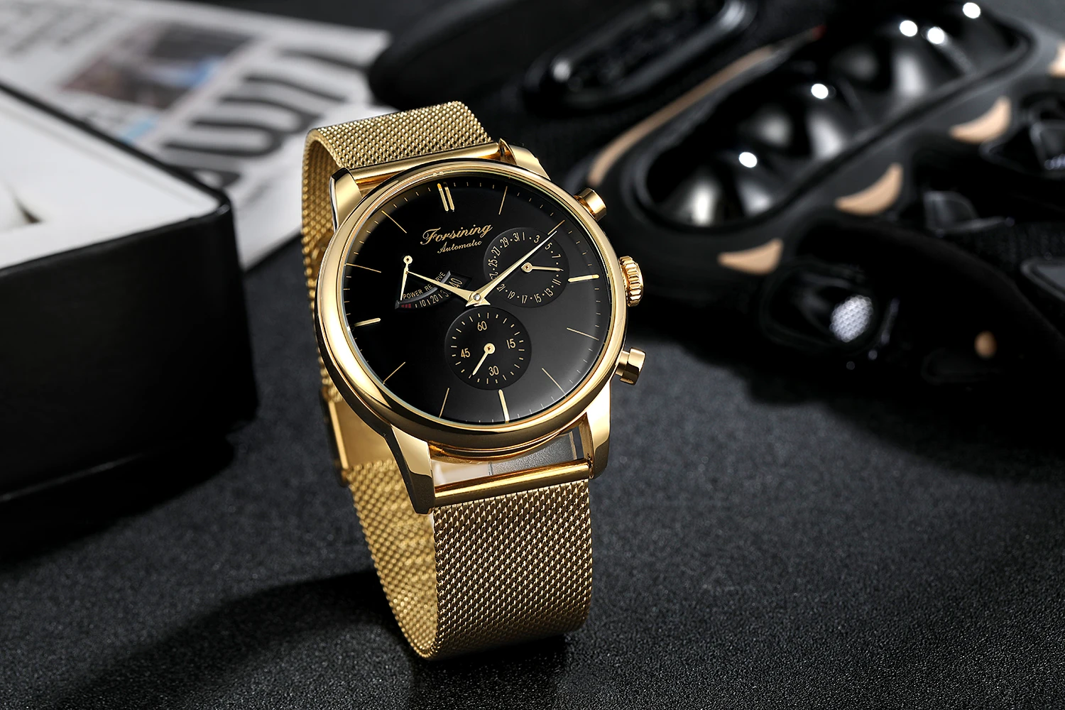 Часы наручные Forsining Мужские автоматические механические с индикатором заряда