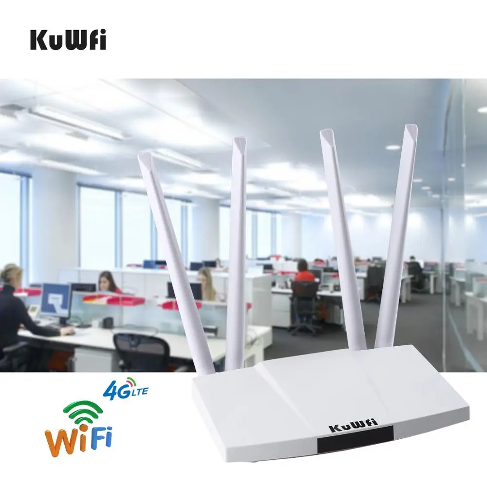 Маршрутизатор KuWFi 4G LTE CAT4 150 Мбит / с CPE SIM-карта для помещений Маршрут Wi-Fi