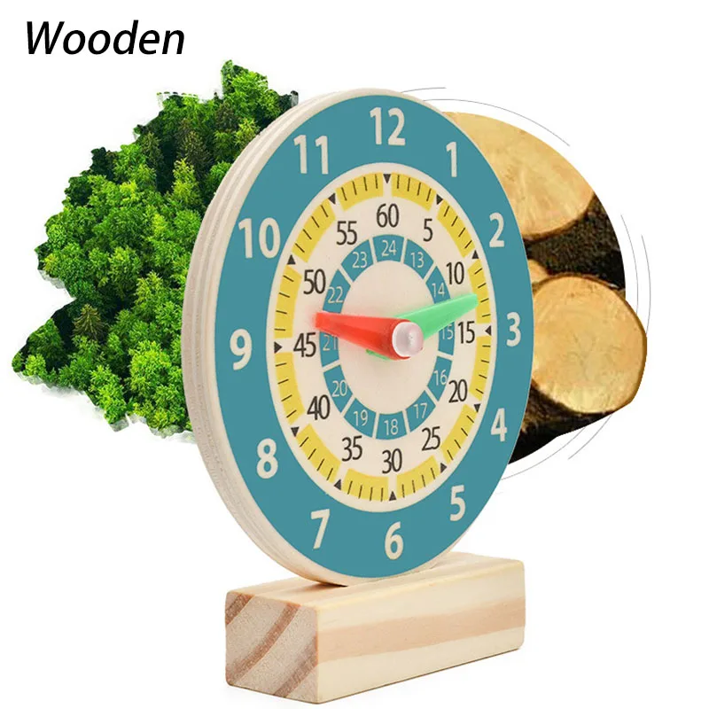 

Kids Montessori Wooden Clock Toys Time Learning Teaching Aids Educational Toys For Children Primary School Clever Board Toy