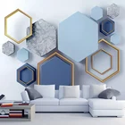 Настенные 3D-обои на заказ, стерео синие геометрические настенные Стикеры с абстрактным рисунком, для гостиной, спальни, самоклеящиеся водонепроницаемые