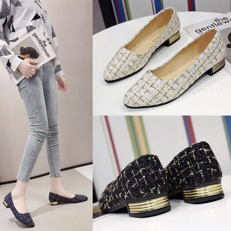 

Fashion Flats for Women Casual Shoes Slip-on Ladies Boat Shoes Soft Comfortable Female Flats Plaid Plus Size 42