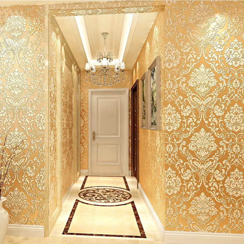 

10m European Non-woven Wallpaper 3d Luxury Stereo TV Background Thickening Living Room Decoration Self-adhesive wallpaper
