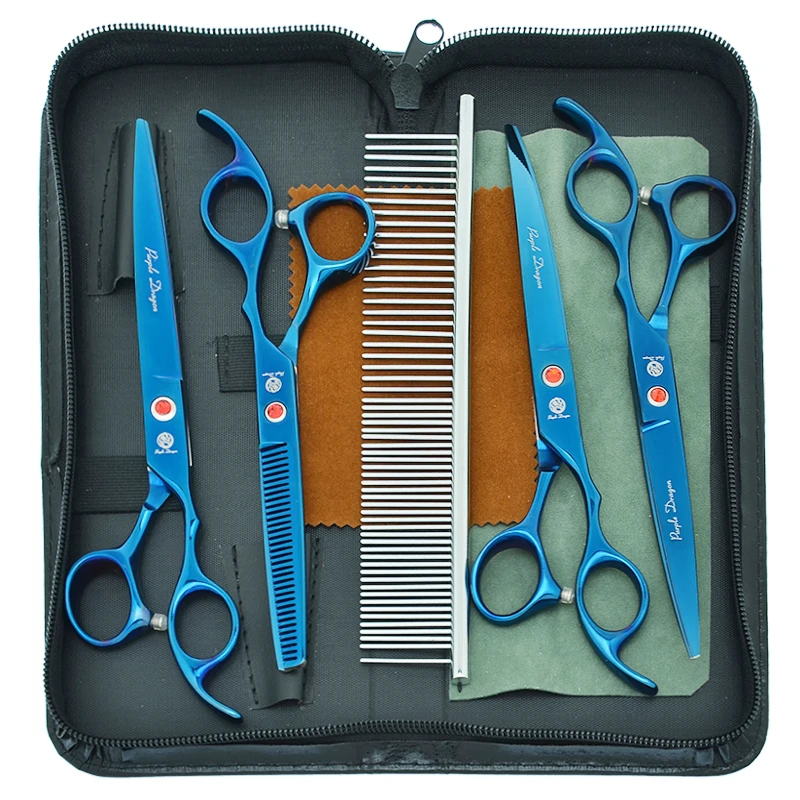 

Ножницы для стрижки домашних животных Purple Dragon, 7 дюймов, изогнутые ножницы для собак, японская сталь, стрижка животных, филировка, Tijeras, парик...