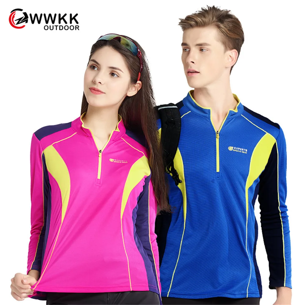 

New Couples Lovers T-Shirt Quick-Drying Sweat-Absorbent Breathable O-neck Tee Outdoor Mountaineering Hiking Long Sleeve T-Shirts
