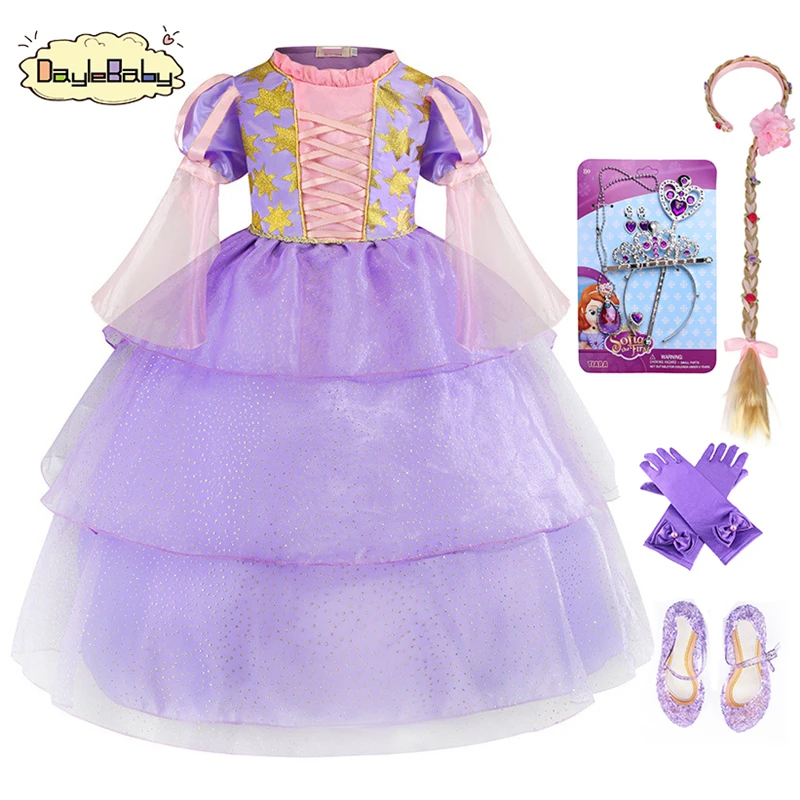 Платье Рапунцель классический реквизит костюм принцессы сияющее сердце сильный