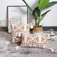 geometric tufted embroidery cushion cover jacquard with tassel throw cushion cover sofa home car decorative pillowcover 40879