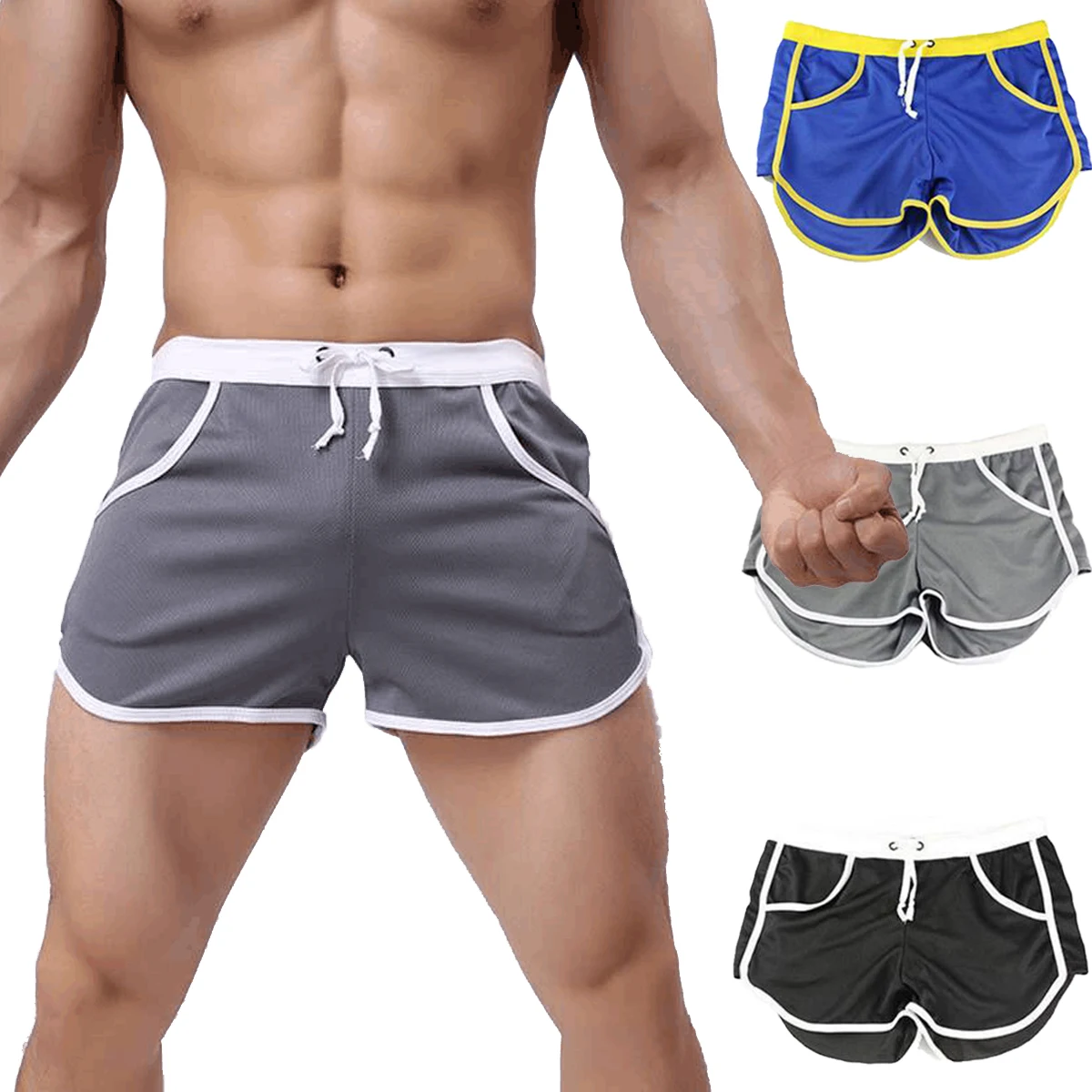 

2019 Active Men Gym Shorts Sport Training Running Shorts Jogging Mid-Rise Lace-up Shorts Casual Men Sportwear Shorts