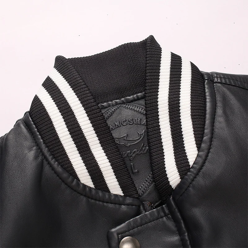 

Jackets Men Pu Leather Bomber Coats Patchwork Embroidery Baseball Jackets Slim Fit Fleece Pilot Jackets Casaco Masculino Fashion