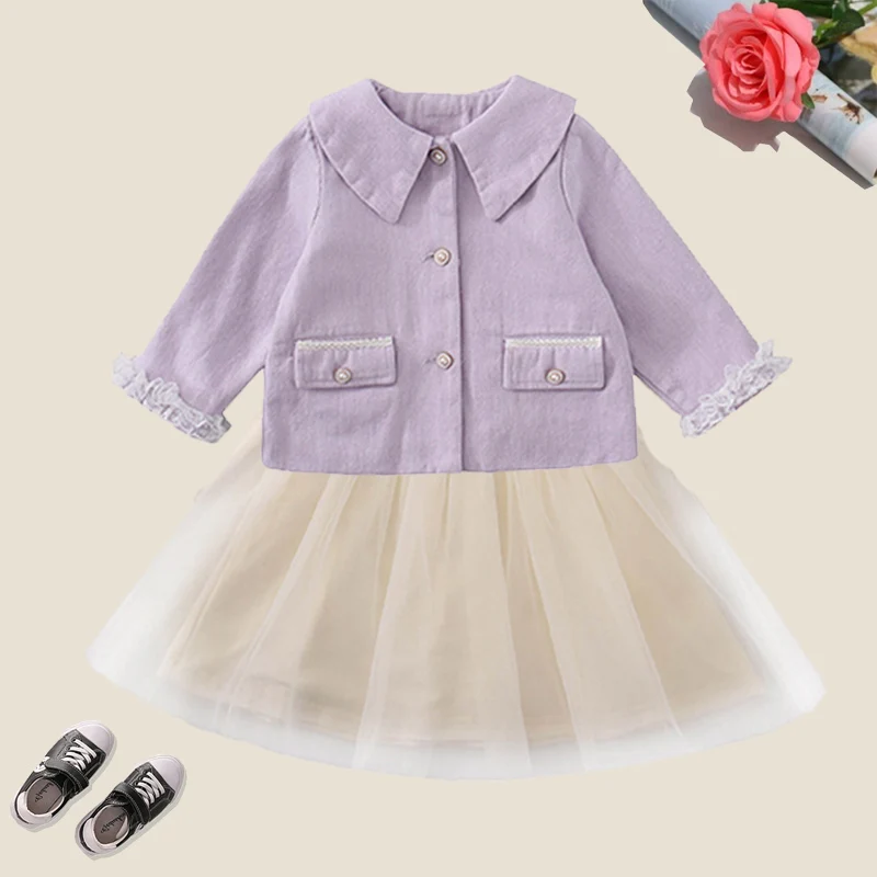

Girls Autumn Clothing Sets 2021 New Long Sleeve Kids Coats & Dresses 2Pcs Baby Girls Clothes Set Sweet Suit for Toddler 18M-8Y