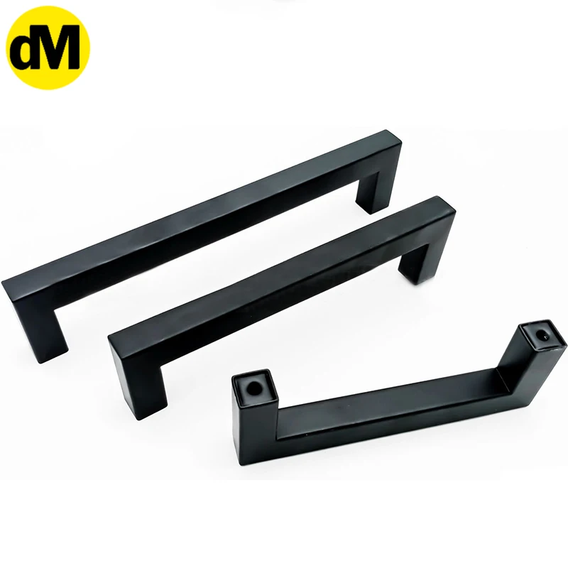 

DM 2pcs/Set Square Matte Cabinet Door Handle Light Luxury Stainless Steel Modern Simple Drawer Wardrobe Black Extension Handles