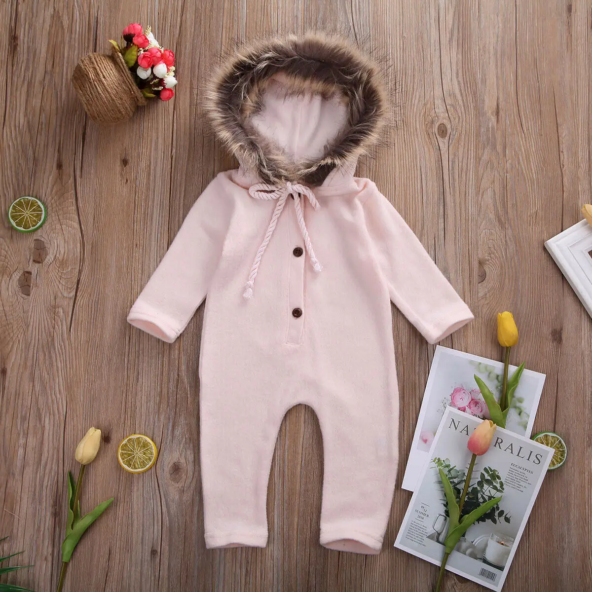 

Newborn Baby Girl Boy Toddler Winter Clothes Hooded Romper Jumpsuit Warm Outfits