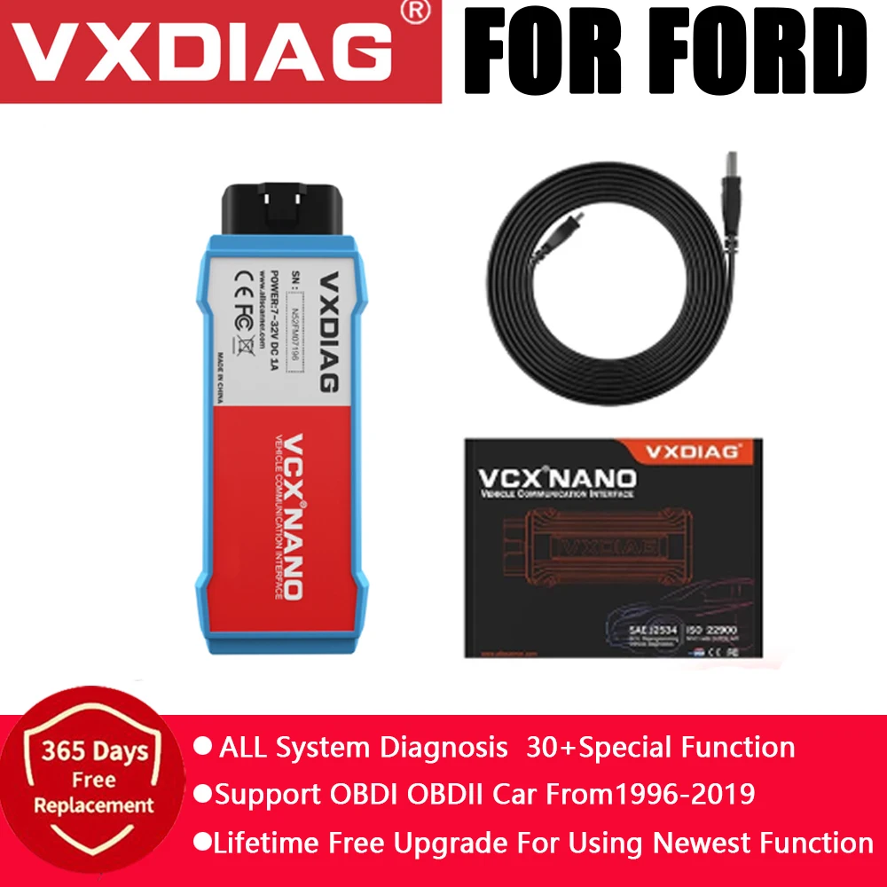 

Original VXDIAG NANO For Ford ALL System OBD2 Car Diagnostic Tools For Mazda IDS V121 Ecu Programmer DPF Injector matching ABS