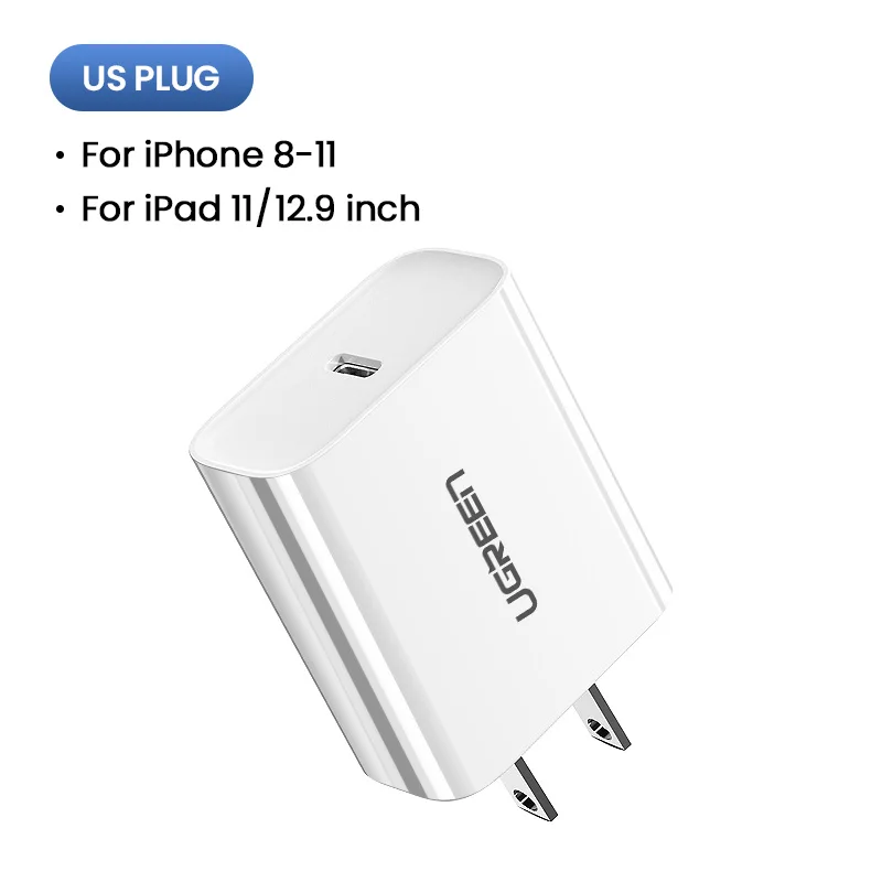 US Plug 18W Ugreen Quick Charge 4,0 3,0 QC UK Plug PD зарядное устройство 18 Вт QC4.0 QC3.0 usb type C быстрое зарядное устройство для iPhone 11 X Xs 8 Phone PD зарядное устройство - Тип штекера: US Plug 18W