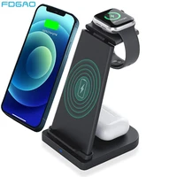 3 in 1 wireless charger for iphone 12 11 xs xr x 8 airpods pro iwatch 6 se 5 4 3 15w fast qi charging stand for samsung s20 s10