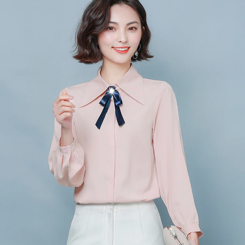 

OL Style Women Blouses Bow Tie Long Sleeve Korean Chiffon Blouse Women Shirts Plus Size Womens Tops and Blouses Blusas Mujer
