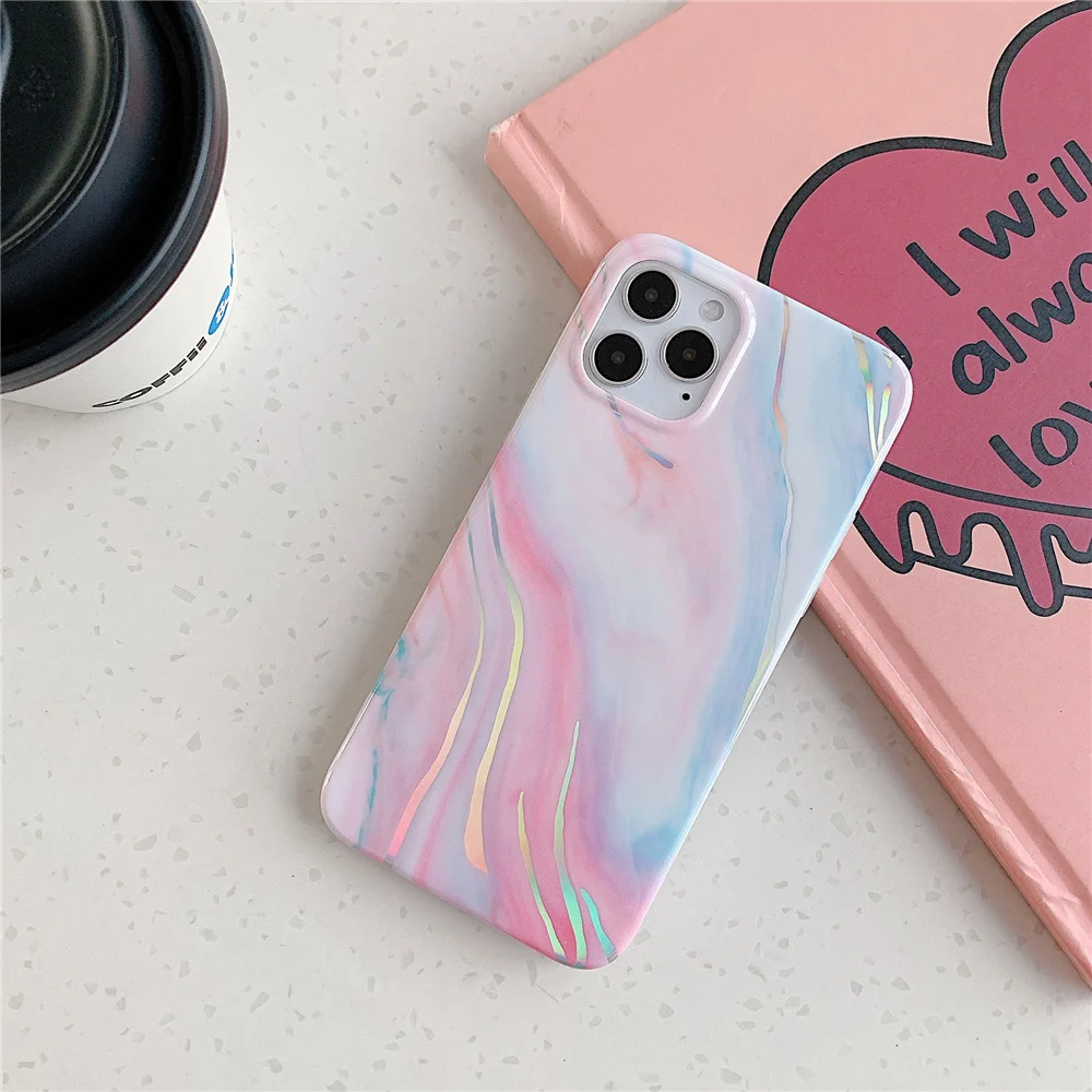 

Mirror Reflective Pattern Mobile Phone Case For Iphone13 Pro Promax New Aurora Marble Phone Cover Lightweight Case