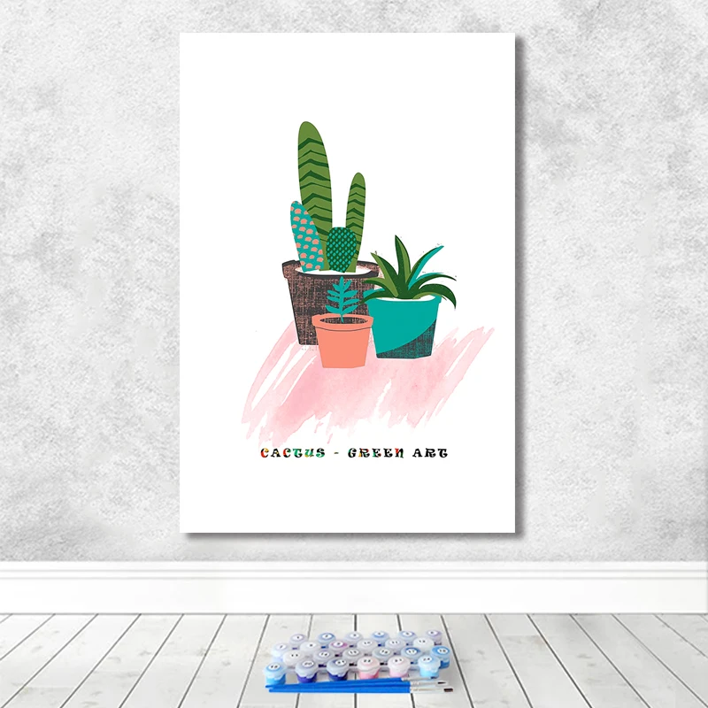 

paint by number art painting by numbers Hand-painted Small fresh simple cactus fairy ball home corridor decorative painting