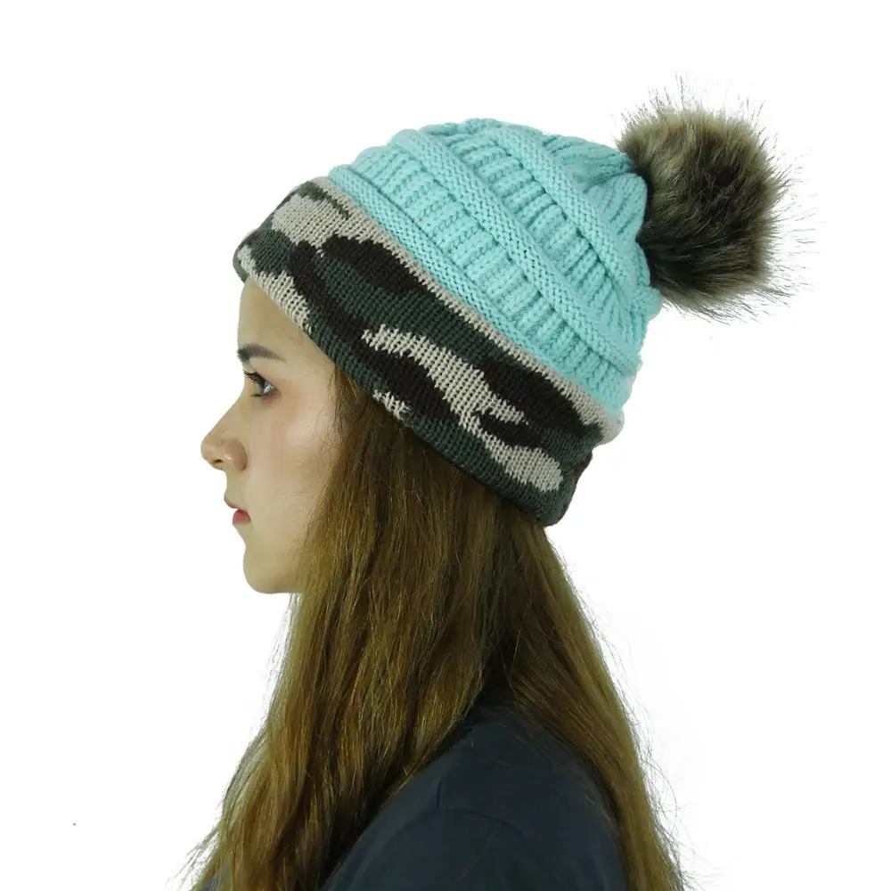 Женская шапка с помпоном HanXi зимняя вязаная для женщин вязаные крючком шапочки