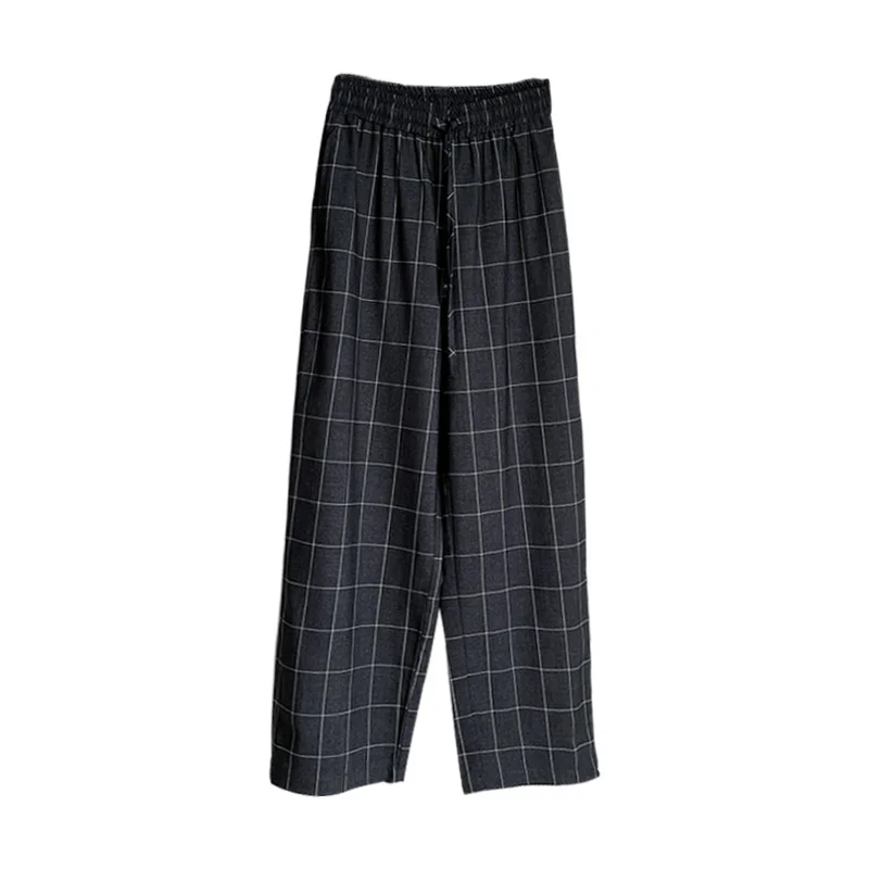 

Plaid Casual Pants Women 2021 Summer New Women's Wear Korean Elastic Waist Lace Fashion Pants Trend