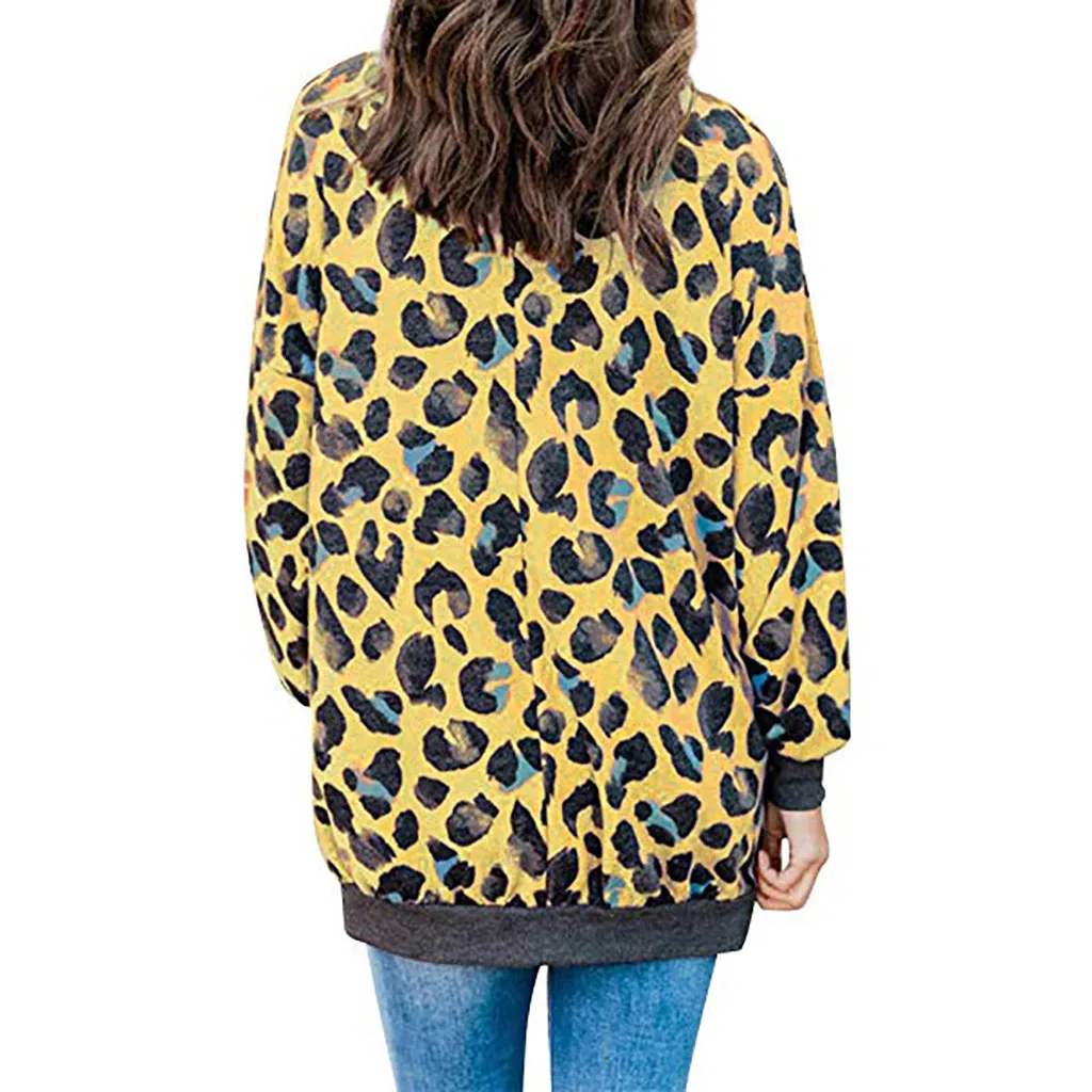 Женская блузка свободного покроя с леопардовым принтом винтажная среднего