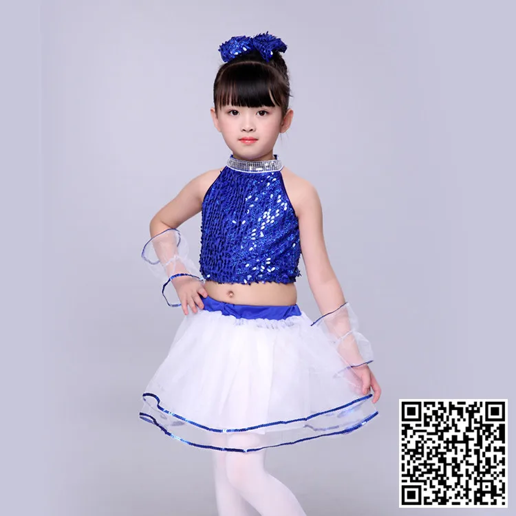 Джазовый танцевальный костюм для девочек топ с блестками и юбка сальсы