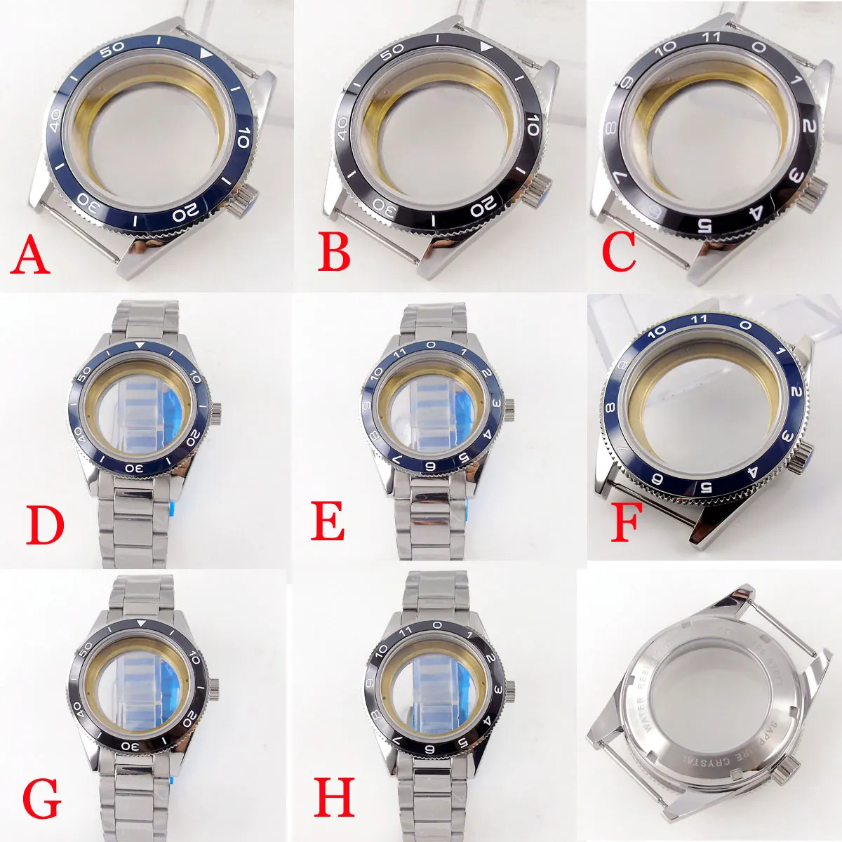 BLIGER Automatic Steel 41mm Watch Case fit NH35A NH36A ETA2836 MIYOTA 8215 821A 8205 DG MINGZHU 2813 ST1612 Glass Back