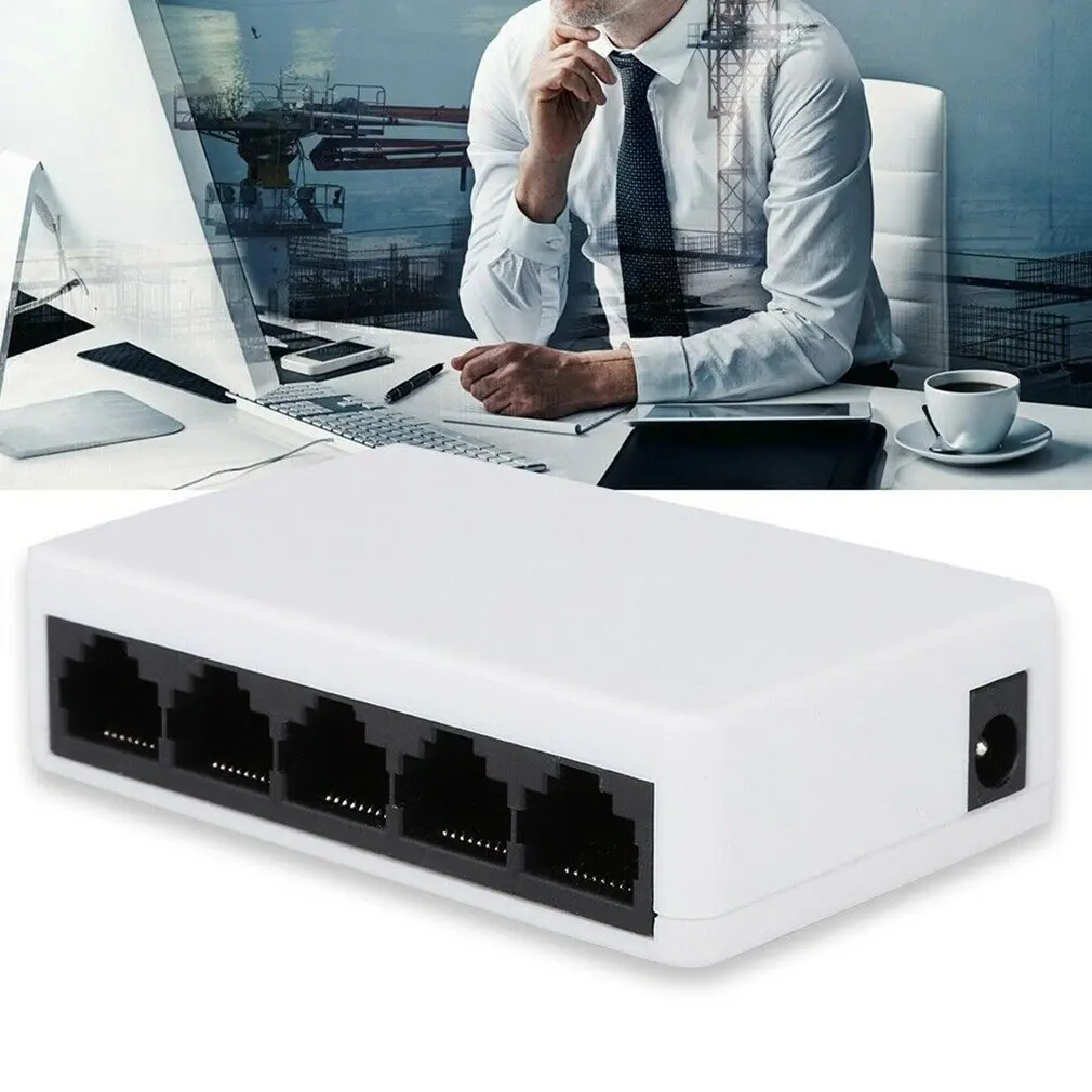 Мини-хаб RJ45 с 5 портами для быстрой сети Ethernet черный хаб настольного ПК полный
