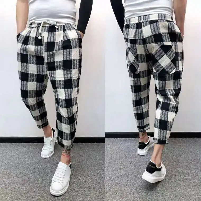 Джинсы Idopy мужские стрейчевые модные удобные шаровары с завязками в полоску