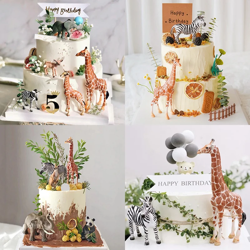 

Baby Shower Forest Animal Theme Giraffe Panda Zebra Children Happy Birthday Party Decoration Dessert Table Supplies Cake Topper