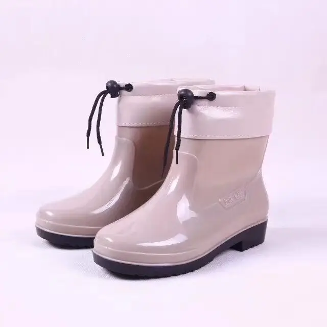 Сапоги женские резиновые теплые хлопковая непромокаемая обувь для сада съемная