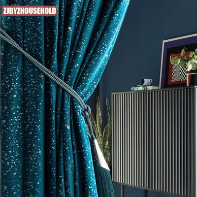 

Nordic High-end Gold Flannel Solid Color Thickened Blackout Curtains for Living Room and Bedroom Customized Products